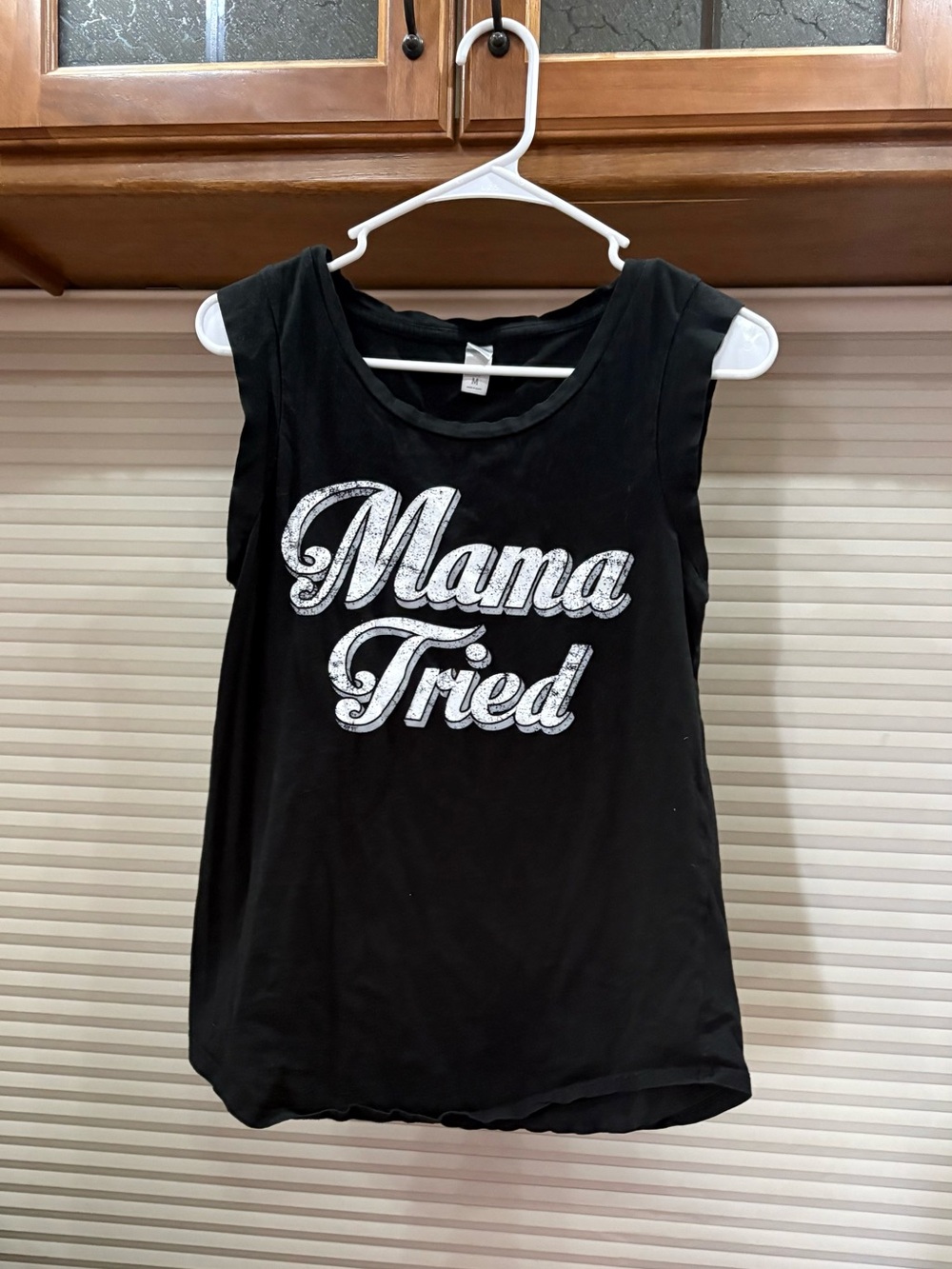 Alternative Black Tank Top with White "Mama Tried" Graphic